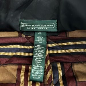 Never Worn RL Jacket with Equestrian print inside.. black quilted jacket